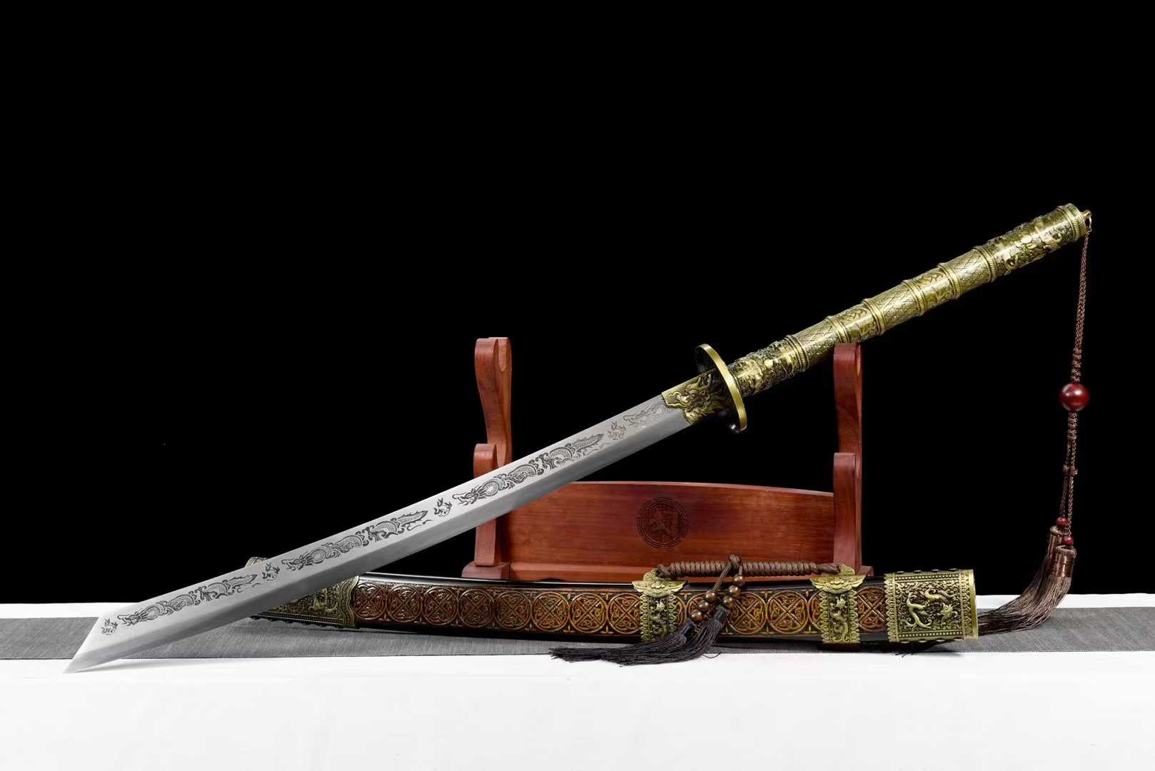 Bảo Đao Hỏa Long Khang Hy – Phiên Bản Kéo Dài, Thép Mangan Khắc Rồng, Uy Lực Hoàng Gia – Đỉnh Cao Sưu Tầm & Trưng Bày